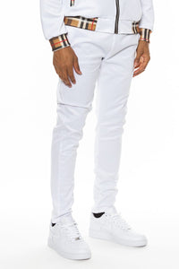 WEIV Men's Fashion - Men's Clothing - Pants - Casual Pants WHITE / S Checkered Plaid Design Track Pants