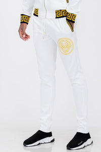 WEIV Men's Fashion - Men's Clothing - Pants - Casual Pants WHITE / S Lion Head Embroidered Track Pants