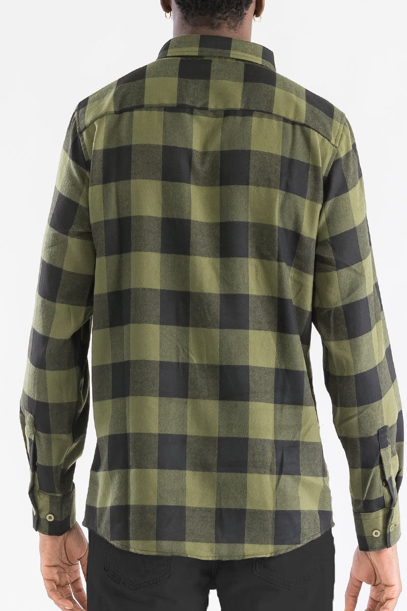 WEIV Men's Fashion - Men's Clothing - Shirts - Casual Shirts Long Sleeve Checkered Plaid Brushed Flannel