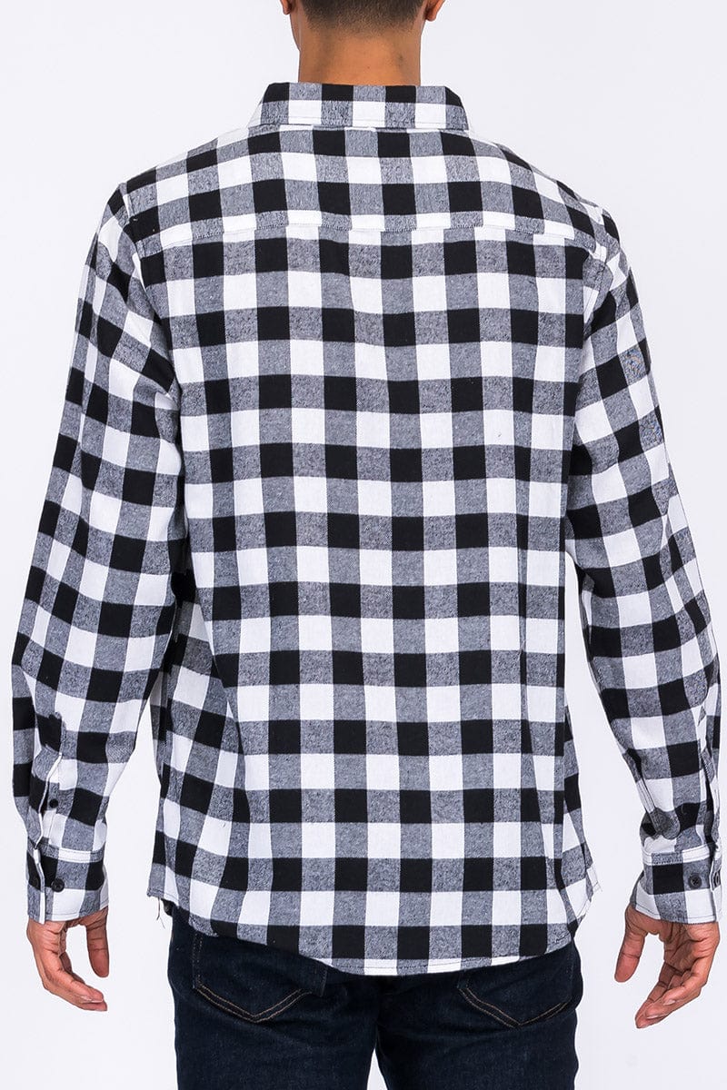 WEIV Men's Fashion - Men's Clothing - Shirts - Casual Shirts Long Sleeve Checkered Plaid Brushed Flannel
