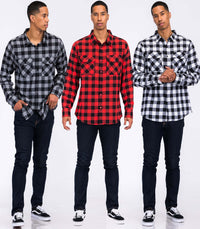WEIV Men's Fashion - Men's Clothing - Shirts - Casual Shirts Long Sleeve Checkered Plaid Brushed Flannel