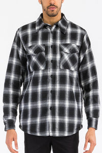 WEIV Men's Outerwear BLACK / S Checkered Plaid Quilted Flannel Jacket