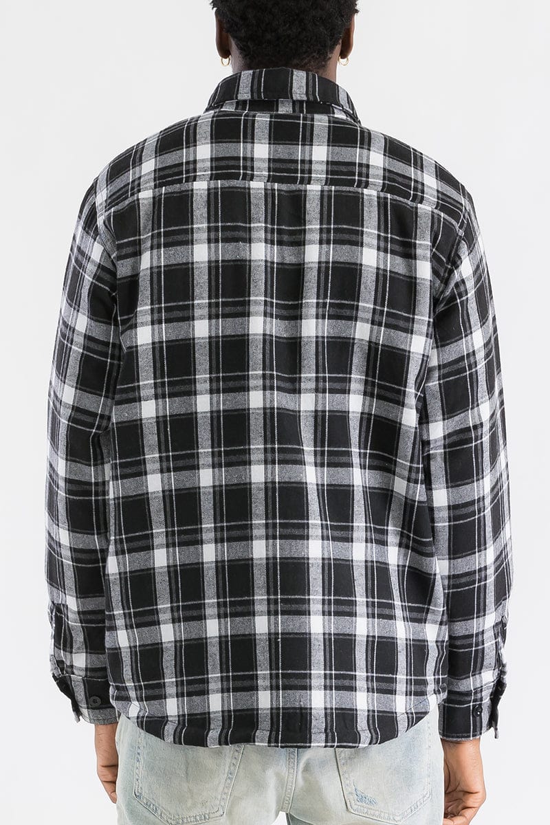 WEIV Men's Outerwear Checkered Plaid Quilted Flannel Jacket