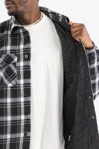 WEIV Men's Outerwear Checkered Plaid Quilted Flannel Jacket