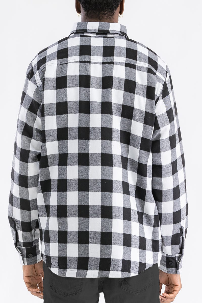 WEIV Men's Outerwear Checkered Plaid Quilted Flannel Jacket