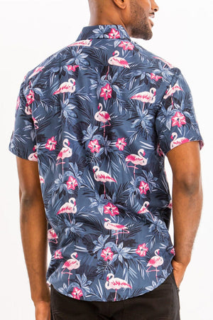 WEIV Men's Shirt Digital Print Hawaiian Short Sleeve Shirt