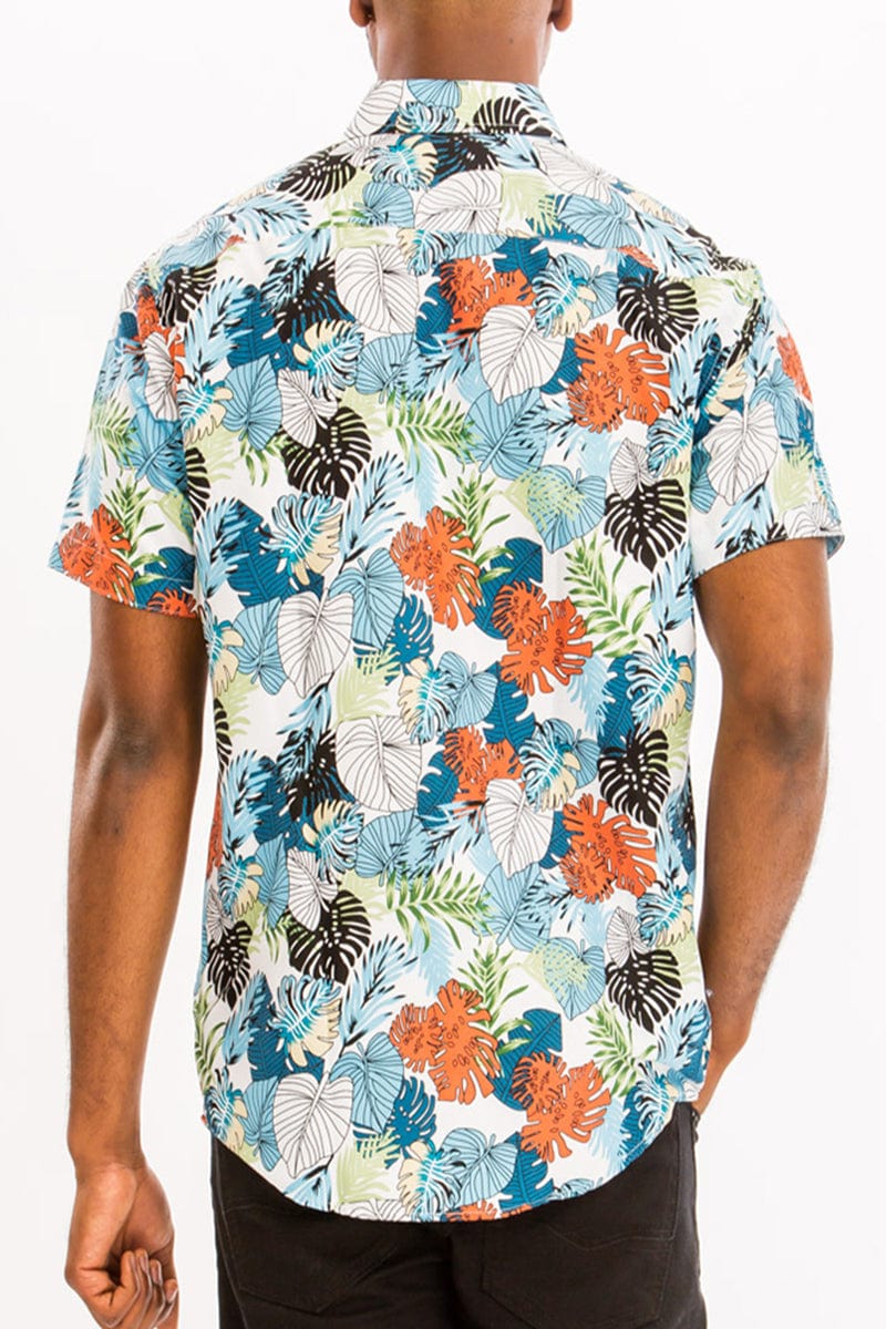WEIV Men's Shirt Digital Print Hawaiian Short Sleeve Shirt