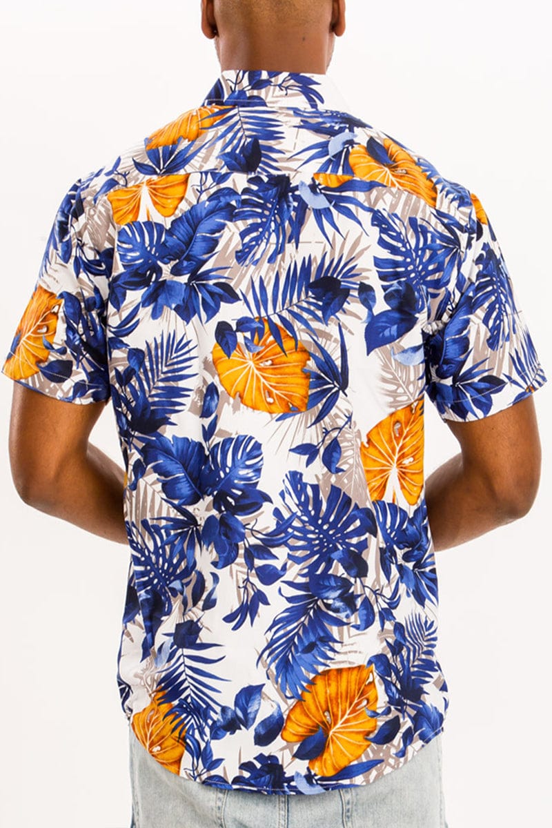 WEIV Men's Shirt Digital Print Hawaiian Short Sleeve Shirt