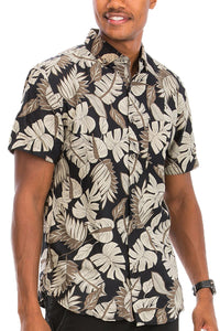 WEIV Men's Shirt Digital Print Hawaiian Short Sleeve Shirt