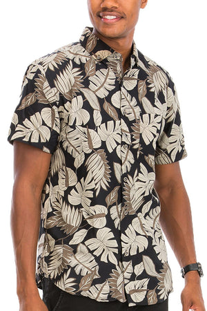 WEIV Men's Shirt Digital Print Hawaiian Short Sleeve Shirt