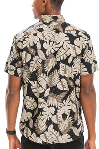 WEIV Men's Shirt Digital Print Hawaiian Short Sleeve Shirt