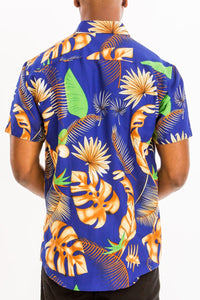 WEIV Men's Shirt Digital Print Hawaiian Short Sleeve Shirt