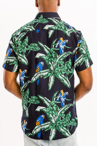 WEIV Men's Shirt Digital Print Hawaiian Short Sleeve Shirt