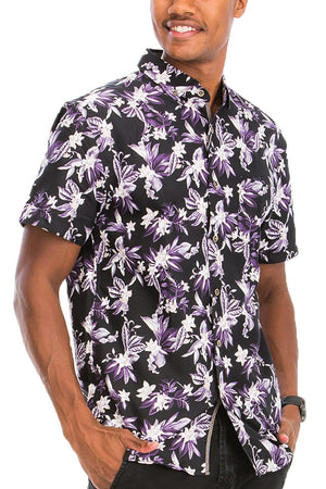 WEIV Men's Shirt Digital Print Hawaiian Short Sleeve Shirt