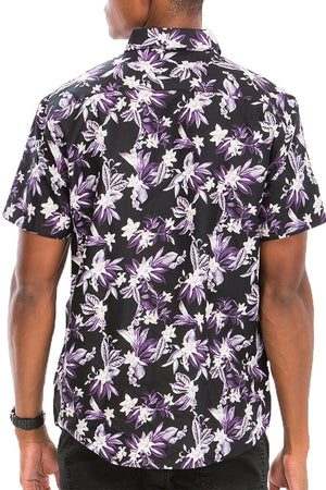 WEIV Men's Shirt Digital Print Hawaiian Short Sleeve Shirt