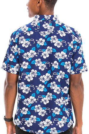 WEIV Men's Shirt Digital Print Hawaiian Short Sleeve Shirt