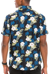 WEIV Men's Shirt Digital Print Hawaiian Short Sleeve Shirt