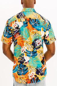 WEIV Men's Shirt Digital Print Hawaiian Short Sleeve Shirt