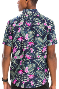 WEIV Men's Shirt Digital Print Hawaiian Short Sleeve Shirt