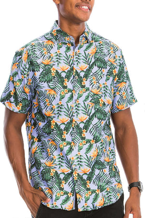 WEIV Men's Shirt Digital Print Hawaiian Short Sleeve Shirt