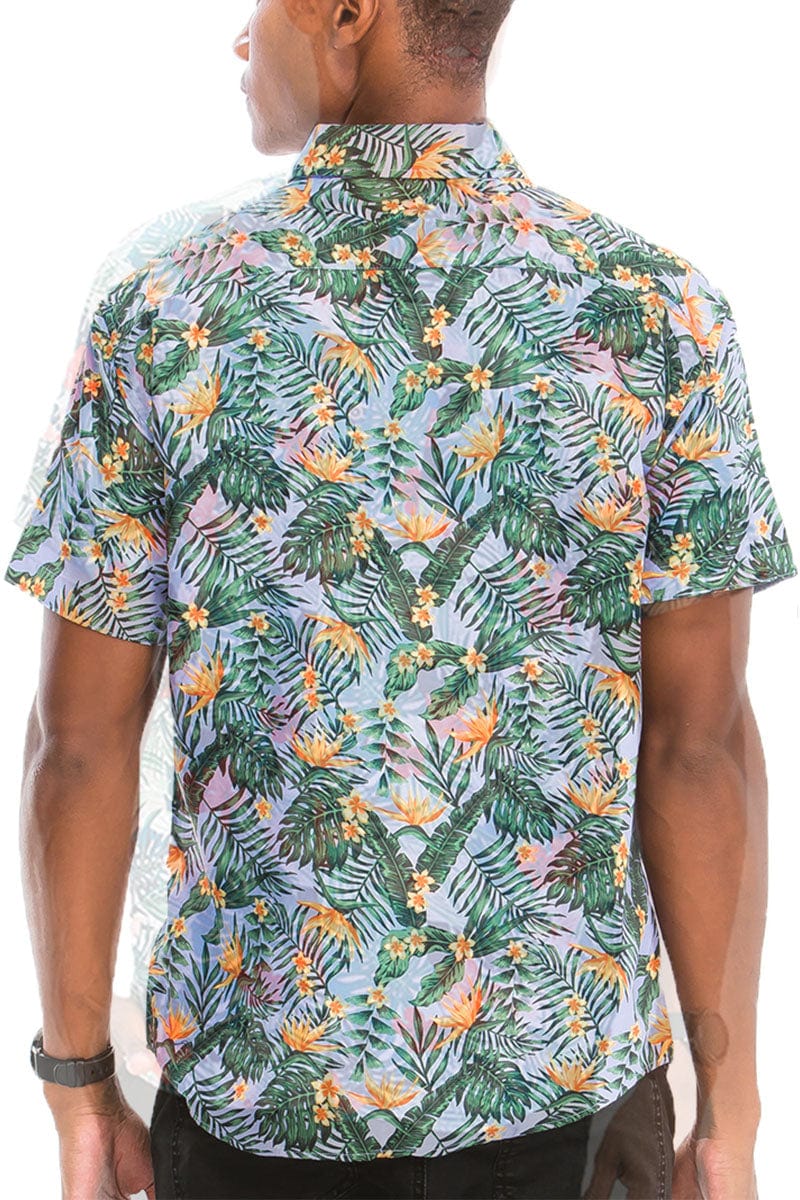 WEIV Men's Shirt Digital Print Hawaiian Short Sleeve Shirt