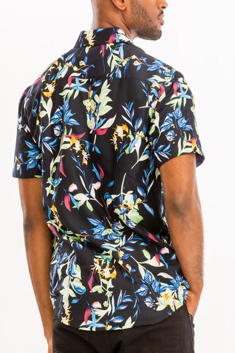 WEIV Men's Shirt Digital Print Hawaiian Short Sleeve Shirt