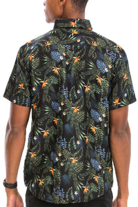 WEIV Men's Shirt Digital Print Hawaiian Short Sleeve Shirt