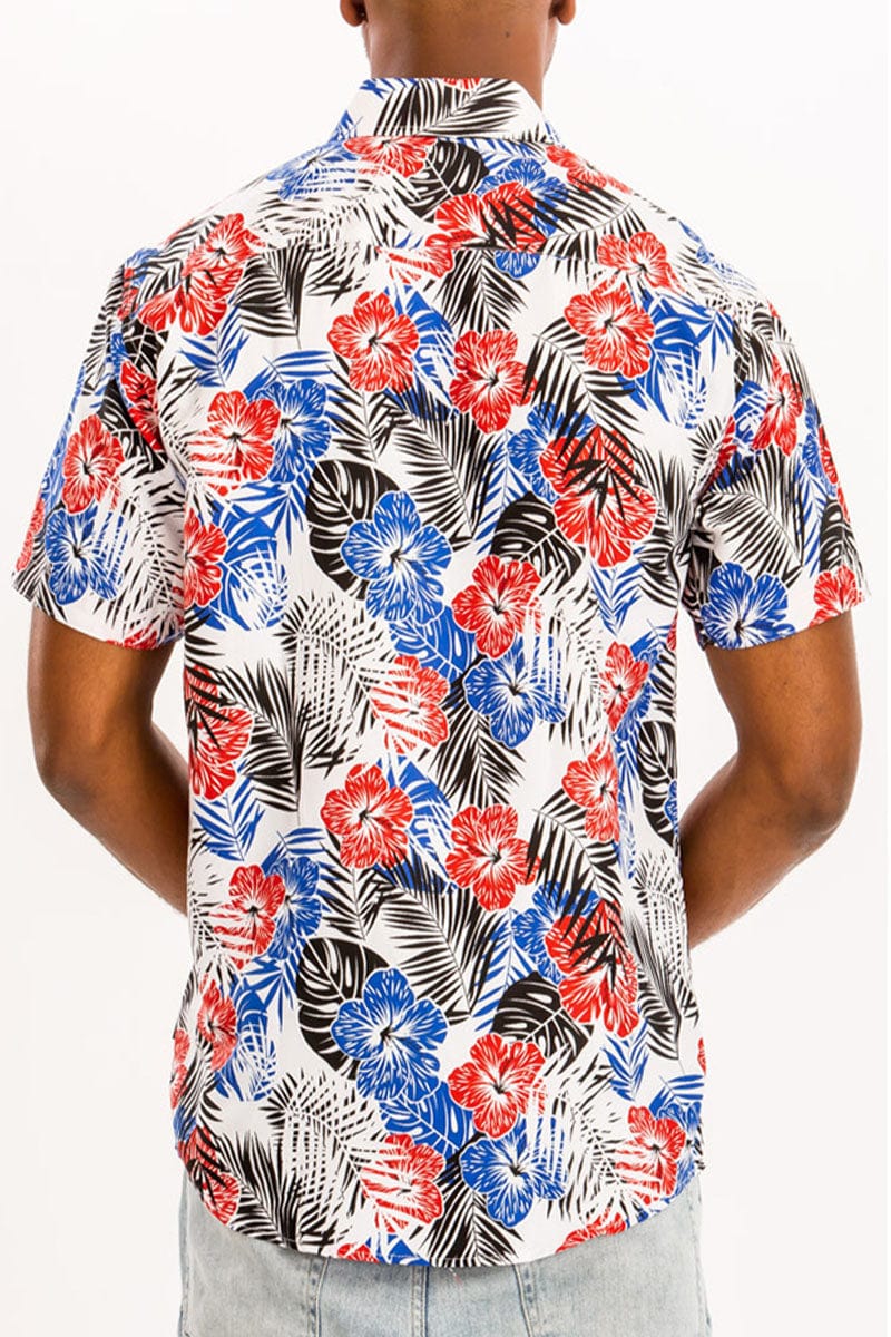 WEIV Men's Shirt Digital Print Hawaiian Short Sleeve Shirt