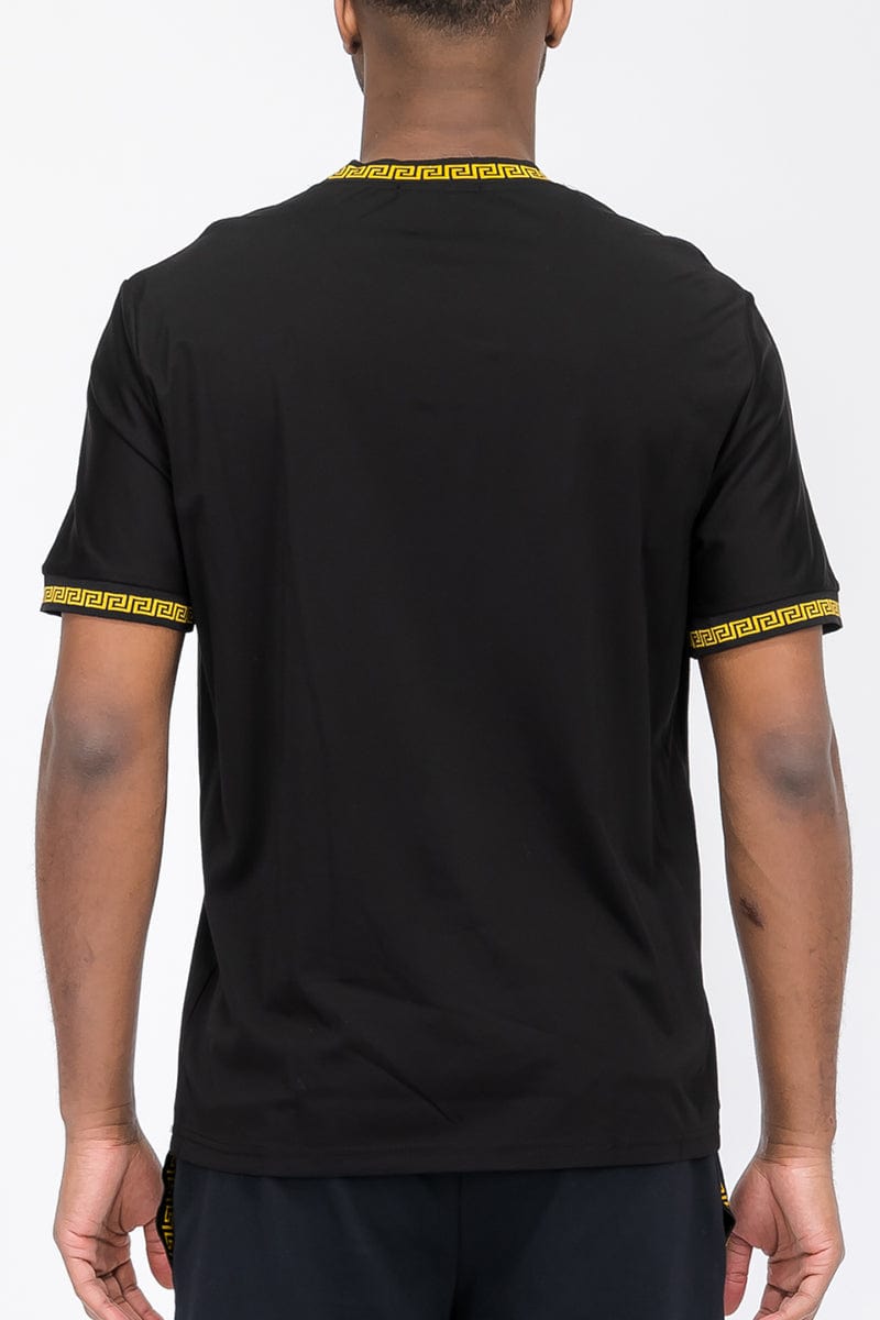 WEIV Men's Shirt Embroidered Lion Head Round Neck Tee