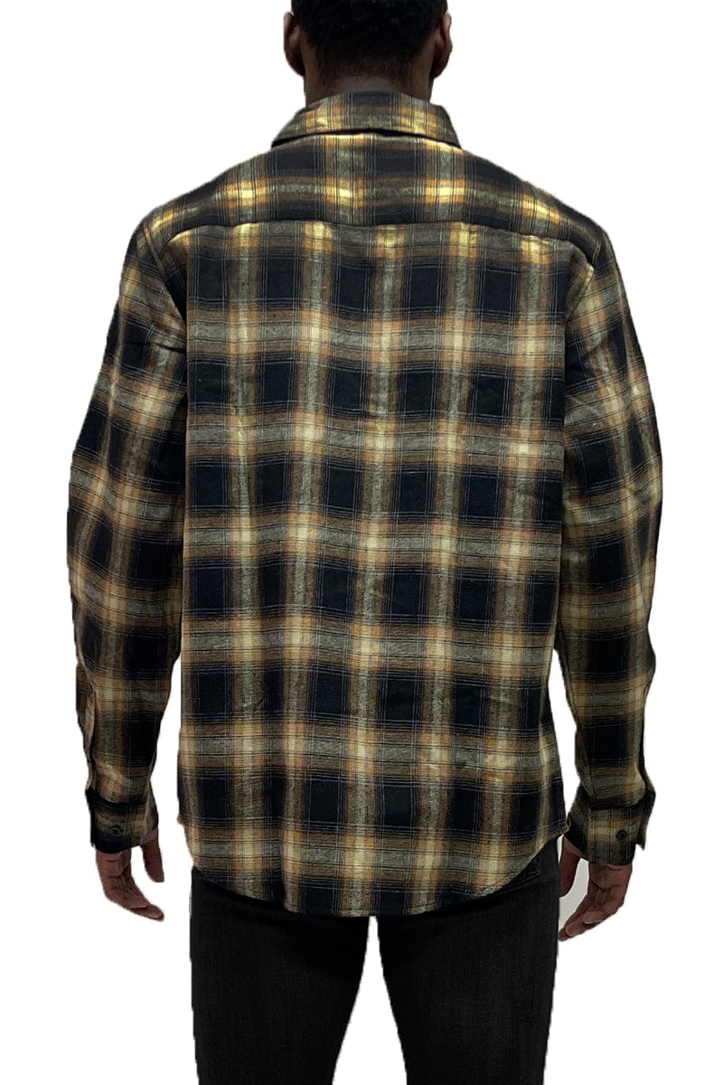 WEIV Men's Shirt Long Sleeve Checkered Plaid Brushed Flannel