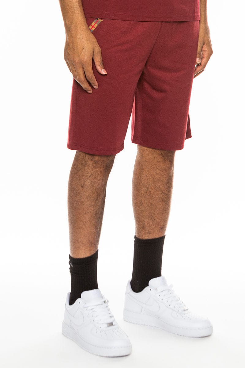 WEIV Men's Shorts BURGUNDY / S Checkered Plaid Design Shorts