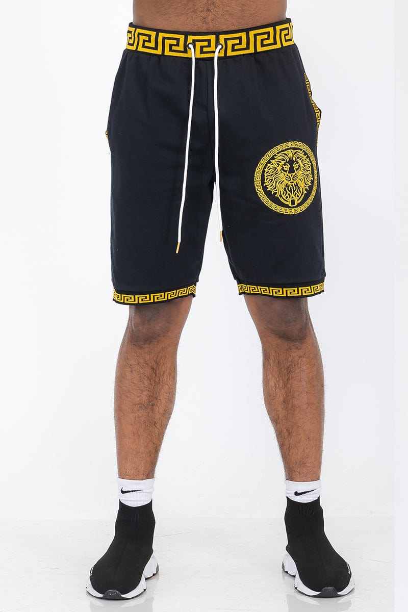 WEIV Men's Shorts Lion Head Embroidered Shorts